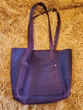 Porland Leather Small Juliette Tote In Merlot